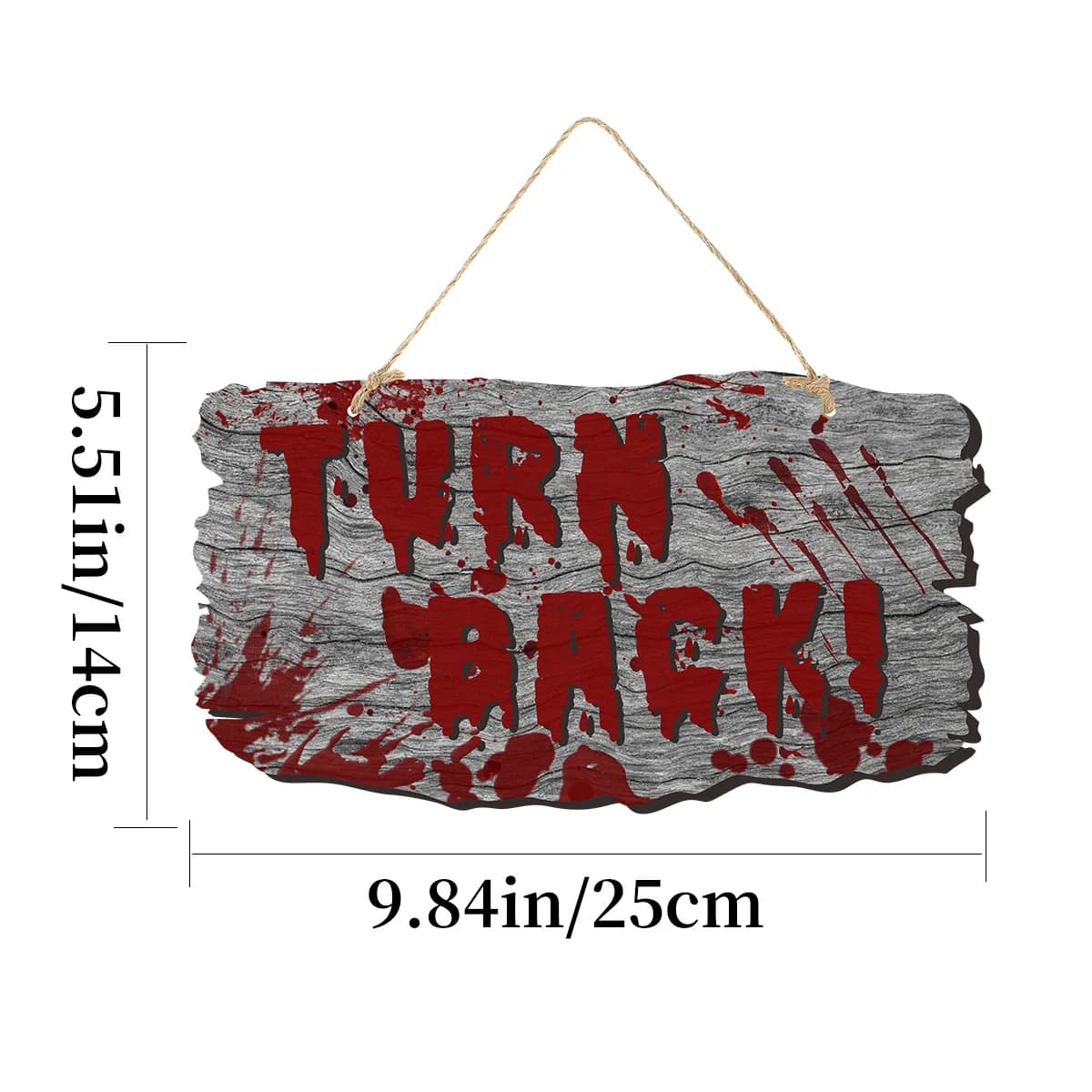 Panneau de porte en carton pour Halloween, avec empreinte sanglante, décor suspendu en Grain de bois