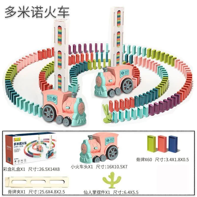 Train de dominos pour enfants, voiture de pose électrique automatique, ensemble de dominos colorés,