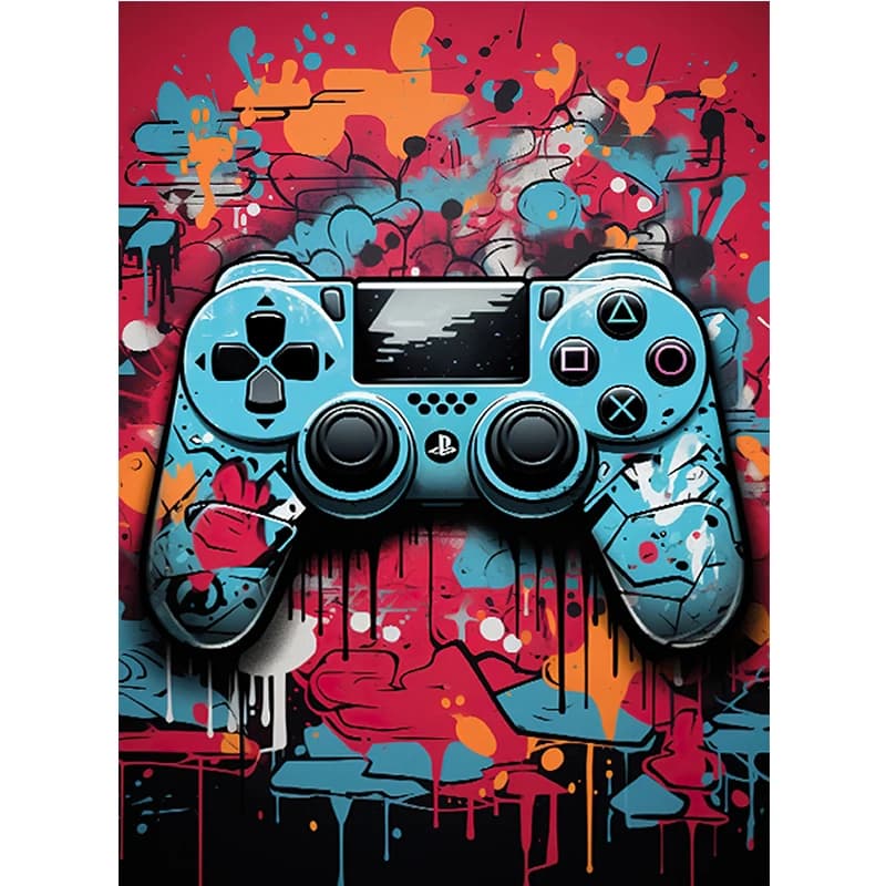 Affiche de jeu Graffiti imprimée, manette de jeu, peinture sur toile d'art mural, image de contrôleu