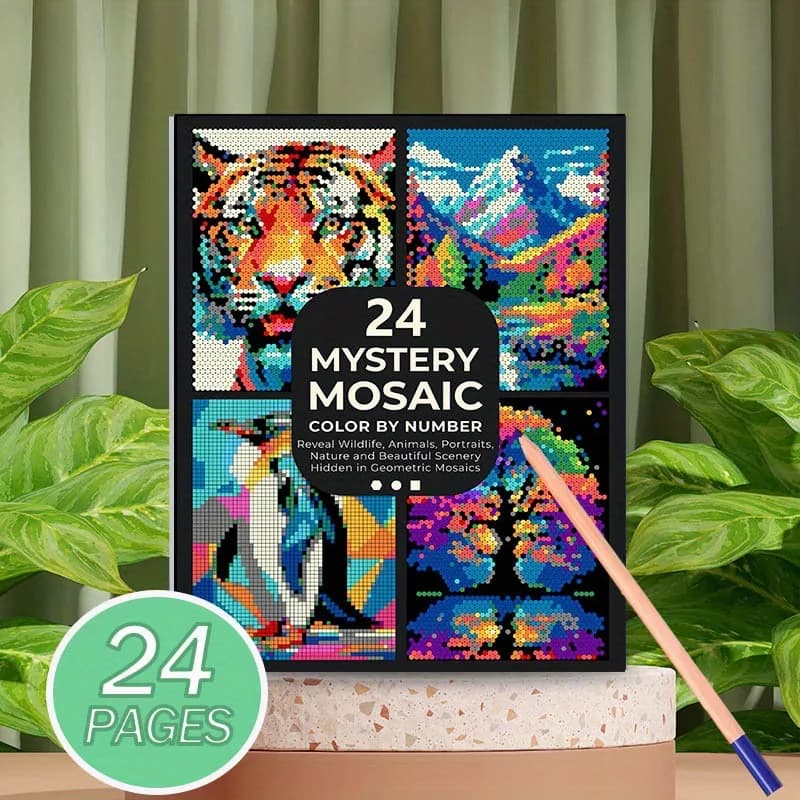 Brochure numérique à colorier pour adultes de 24 pages, avec des pages à colorier en pixel art et de