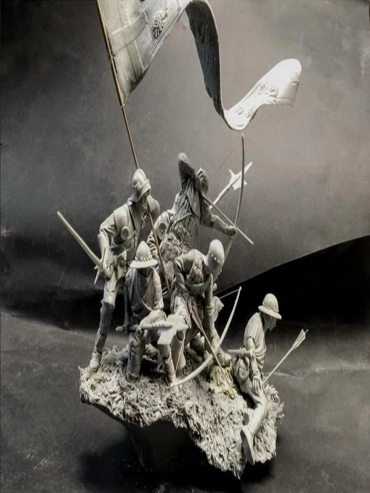 Figurine en résine 1/24 75mm - Wars of the Roses (6 figurines avec base) modèle non assemblé, kit de