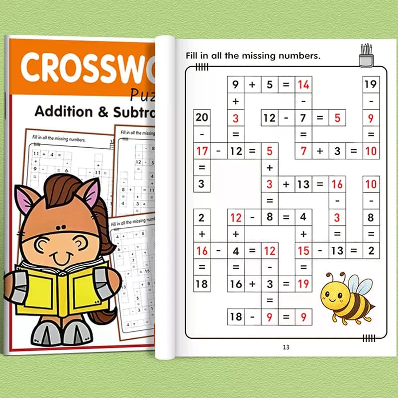 Cahier d'exercices de mathématiques pour enfants âgés de 5 à 8 ans Math: mots croisés de mathématiqu