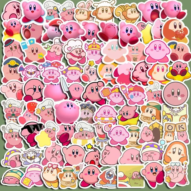 100 pièces Kawaii Kirby Anime jeu autocollants planche à roulettes réfrigérateur guitare ordinateur 