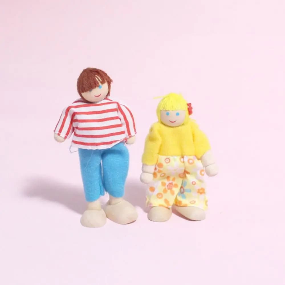 Poupées de personnes en bois multicolores, ensemble de figurines de mobilité articulée, cadeau pour 
