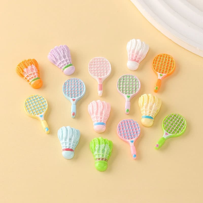 100 pièces Cabochons en résine Kawaii Mini Raquettes de Tennis et de Badminton, Accessoires DIY pour