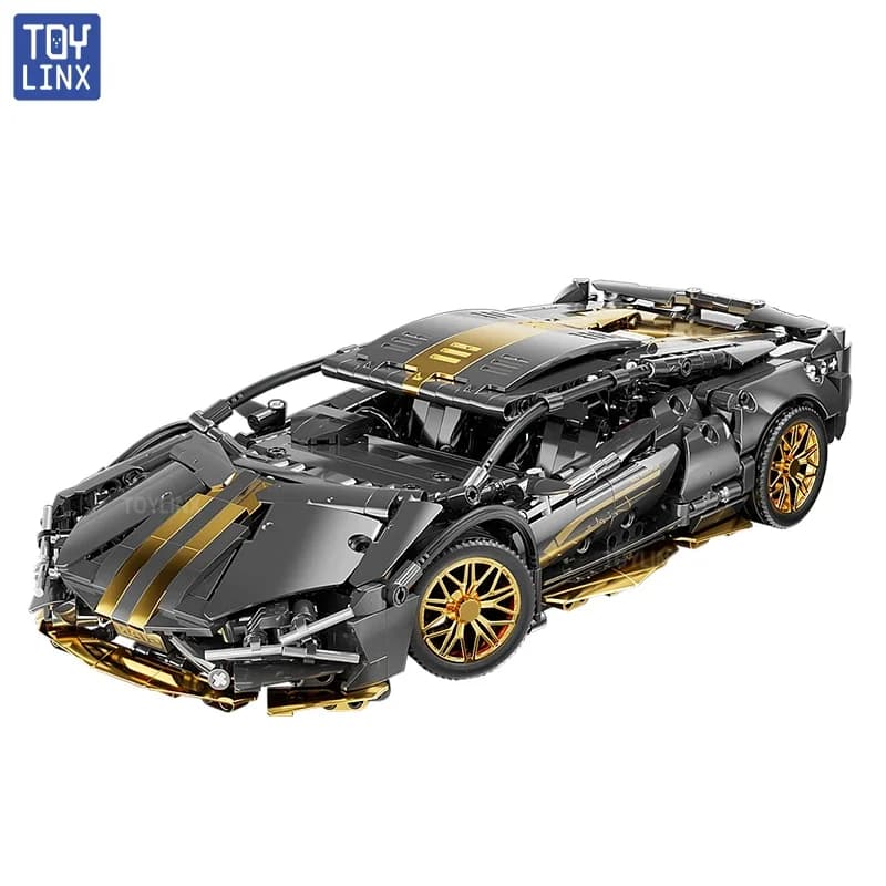 Modèle de Lamborghini noir et or de luxe, 931 pièces, blocs de construction, kit d'assemblage de puz