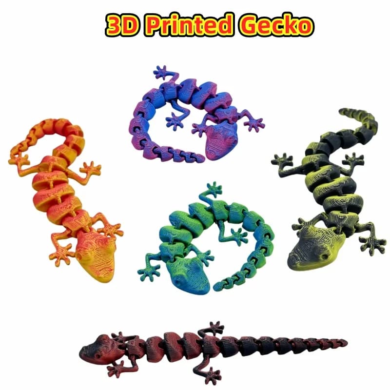 Ensemble de 5 jouets Gecko imprimés en 3D, 5 couleurs, adaptés à la décoration de la maison, aux déc