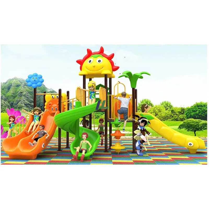 Grande structure de jeux extérieure en plastique pour enfants, toboggans en plastique, équipements d