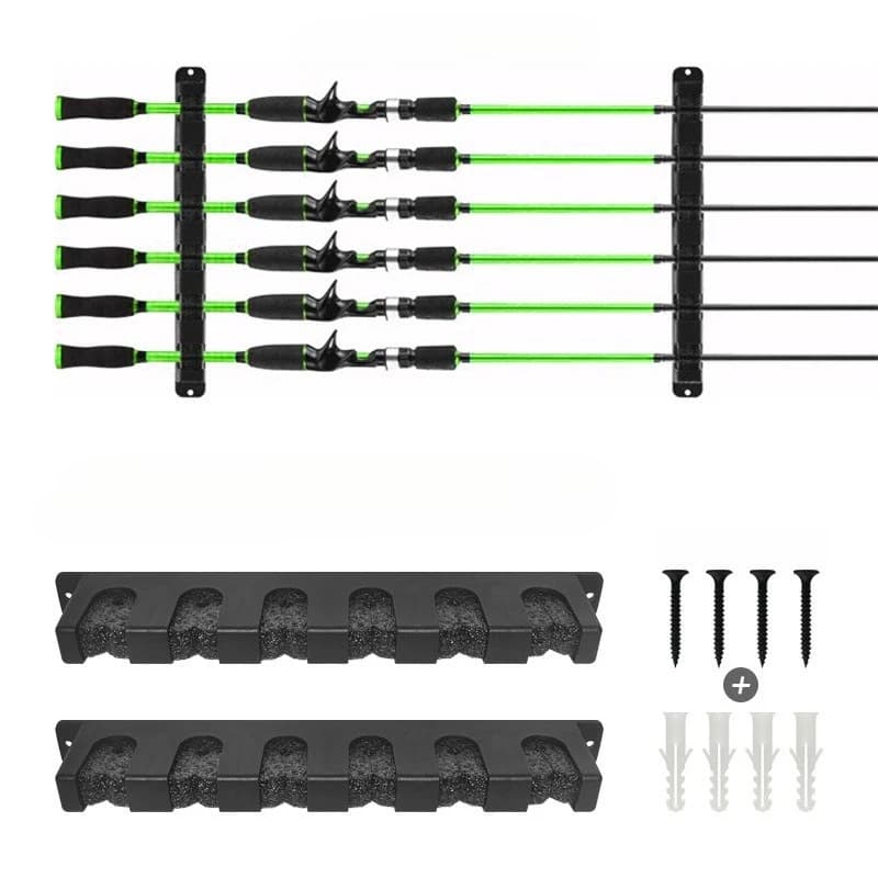 Support de canne à pêche mural horizontal, 2 pièces, 2 paquets de 2, peut contenir 6 cannes, rangeme