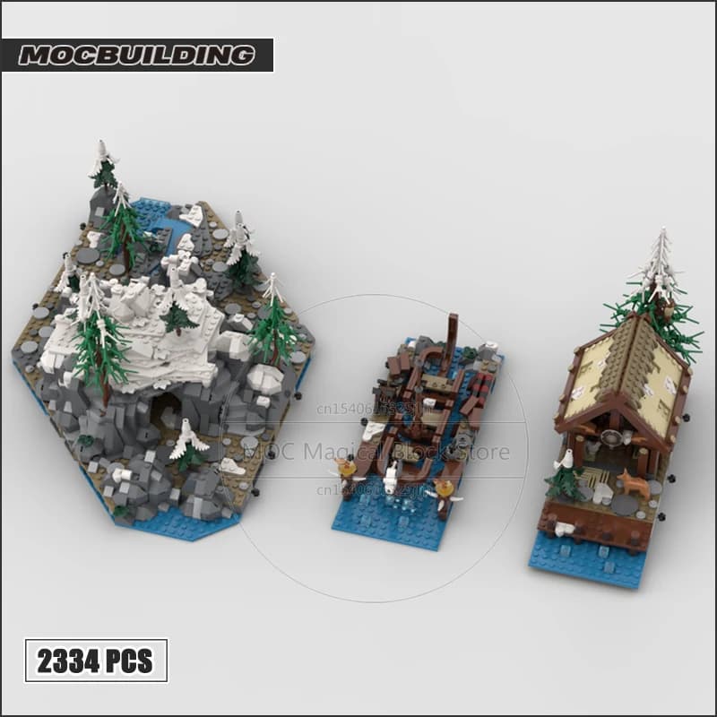 Blocs de construction MOC d'extension de Village, grange, chanteur naval, technologie de montagne, b