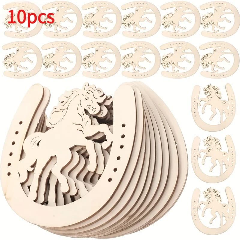 10 pièces de formes de chevaux en bois - Chevaux en bois rétro à faire soi-même, adaptés aux décorat