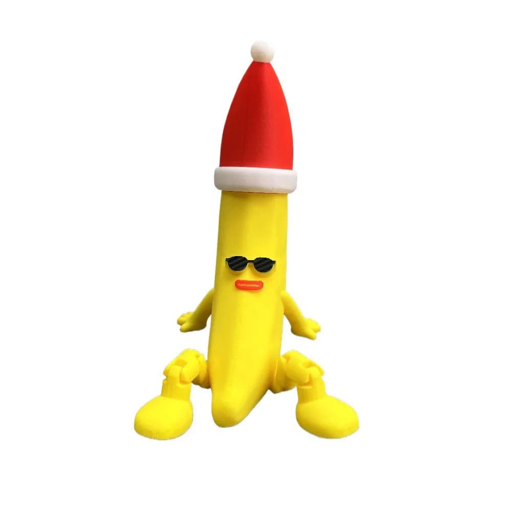 Chapeau de noël, jouet banane imprimé en 3D, jouets banane multi-articulés mobiles, impression 3D, n