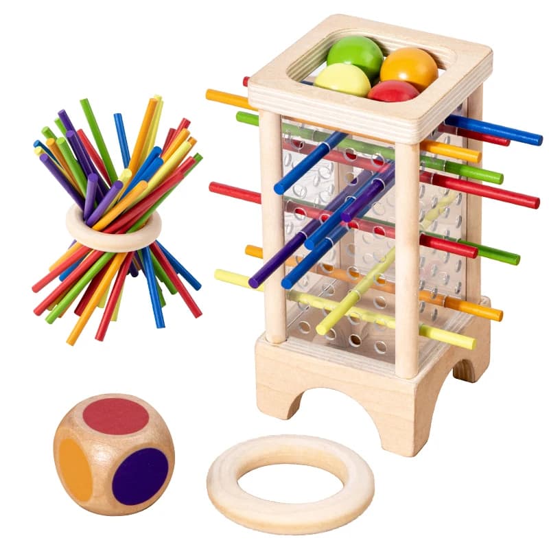 Jeu de société en bois, jouets en bois Montessori d'interaction Parent-enfant, jeu de cylindre en ac