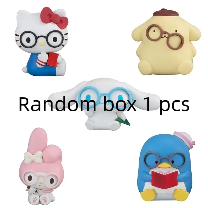 Nouveau produit en stock : Figurine Kt Cat Melody avec lunettes, boîte mystère, jouet kawaii, décora