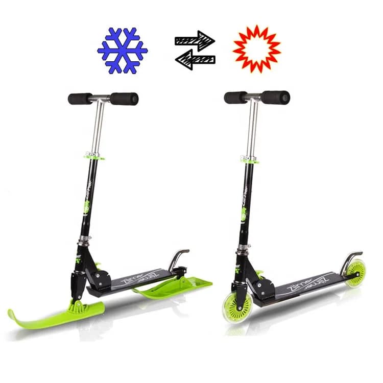 Trottinette 2 en 1 pour enfants, ski de neige et coup de pied de rue
