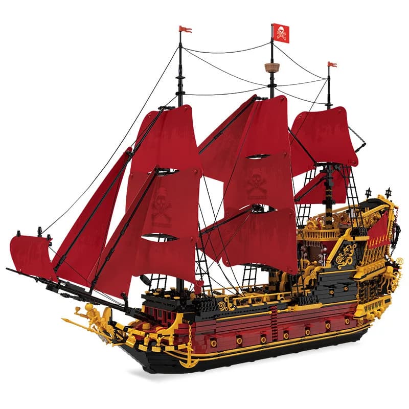 5666 pièces Reobrix 66049 Queen Anne of the Caribbean Revenge Pirate Ship Building Blocks Sailboat M