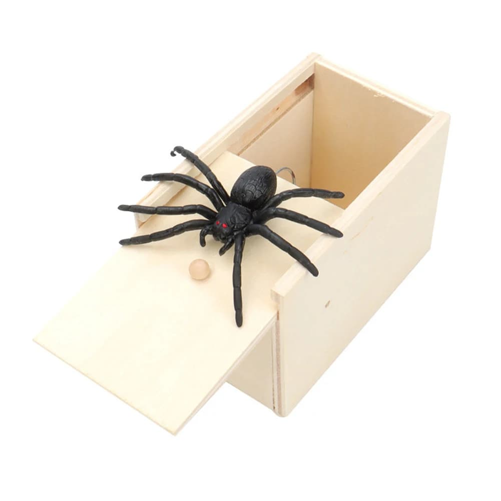 Boîte de peur drôle d'araignée de tour-boîte cachée en bois jouet de farce de qualité jeu amusant br