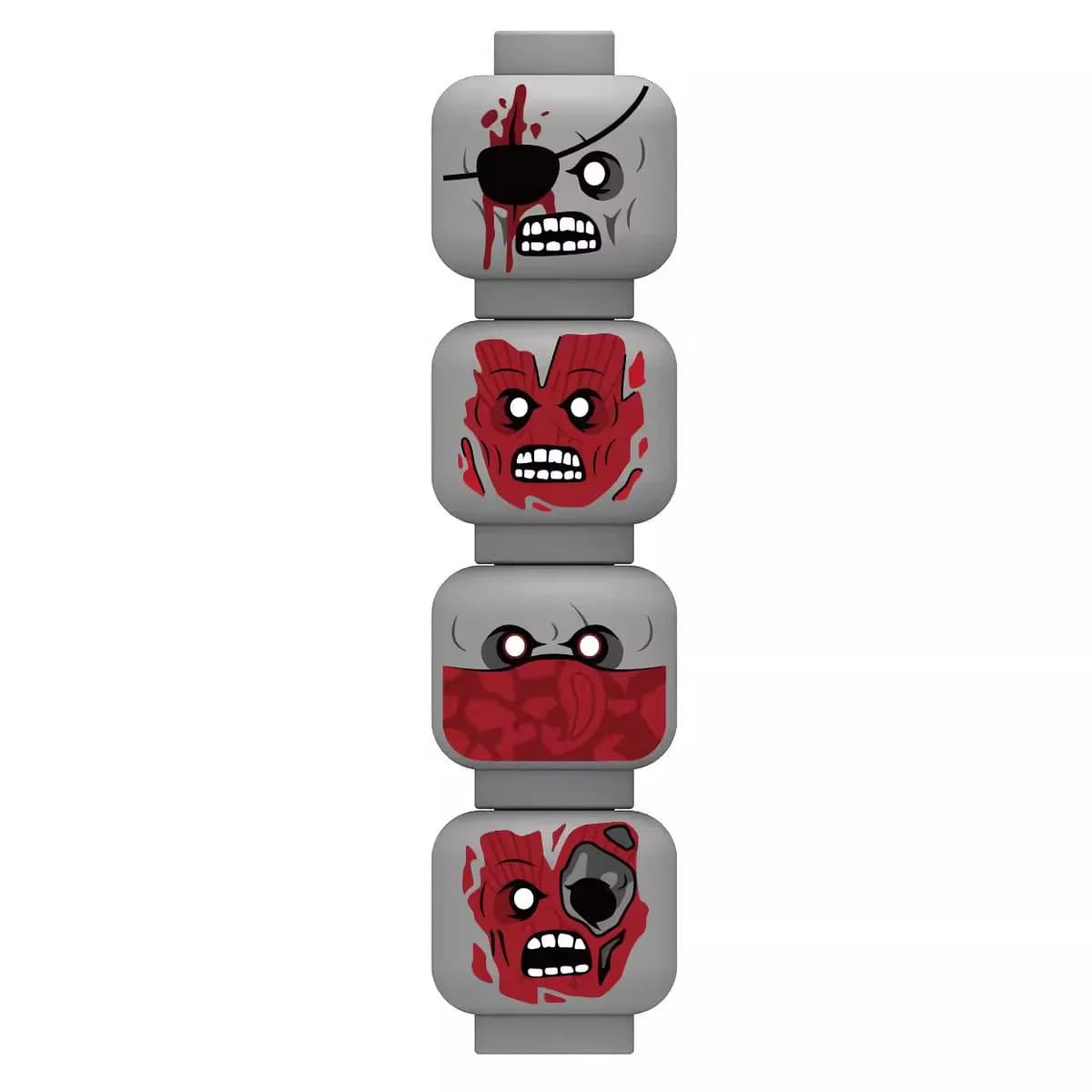 Figurines de tête de monstre, squelette de Zombie d'halloween, blocs de construction d'expression fa