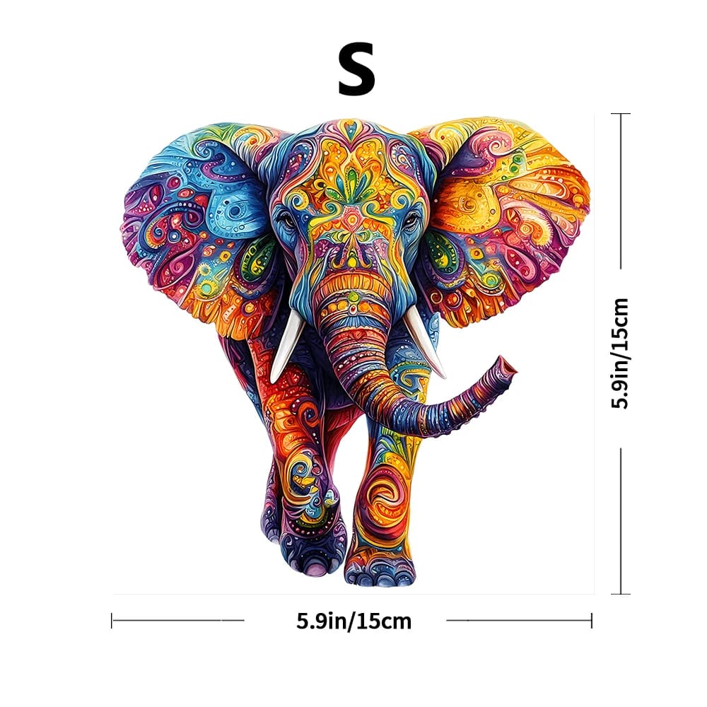 Puzzles en bois d'éléphant coloré pour adultes – Casse-tête irrégulier en forme d'animal avec motif 