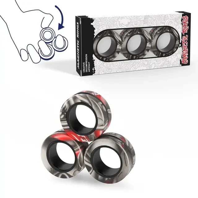 Anneaux magnétiques Fidget Toy Set Adult Fidget Magnets Spinner Rings Fidget Pack Grand cadeau pour 