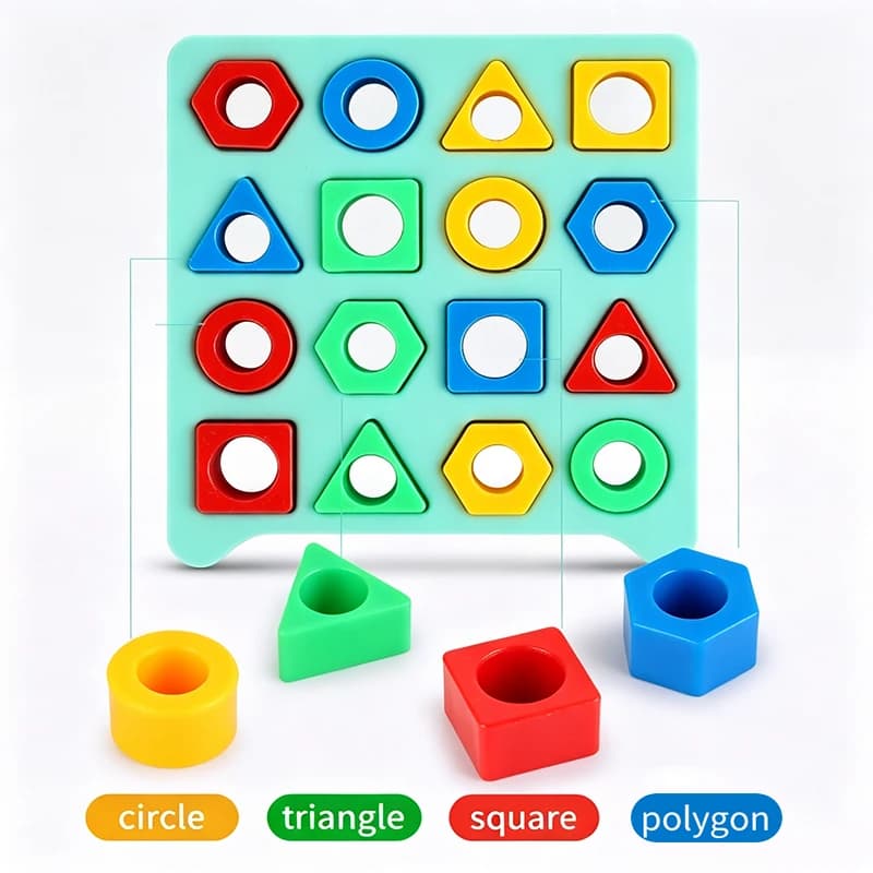 KNYYSECQ Jouets pour enfants aux formes et aux couleurs géométriques, jeux interactifs, jouets de bu
