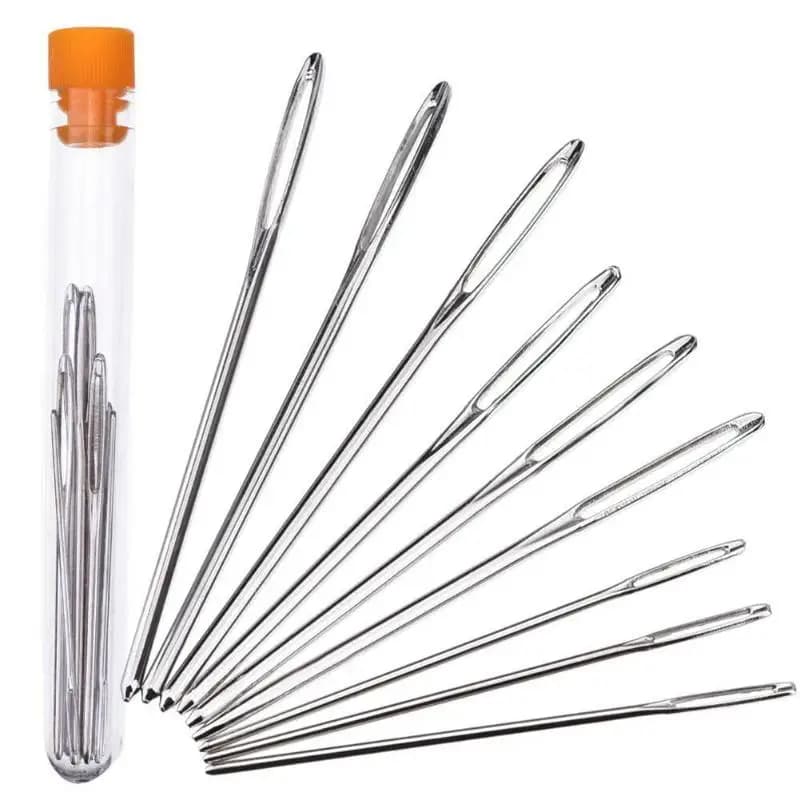 Aiguilles à coudre émoussées à grand œil, 9 pièces, aiguille à tricoter pour point de croix, fil à b