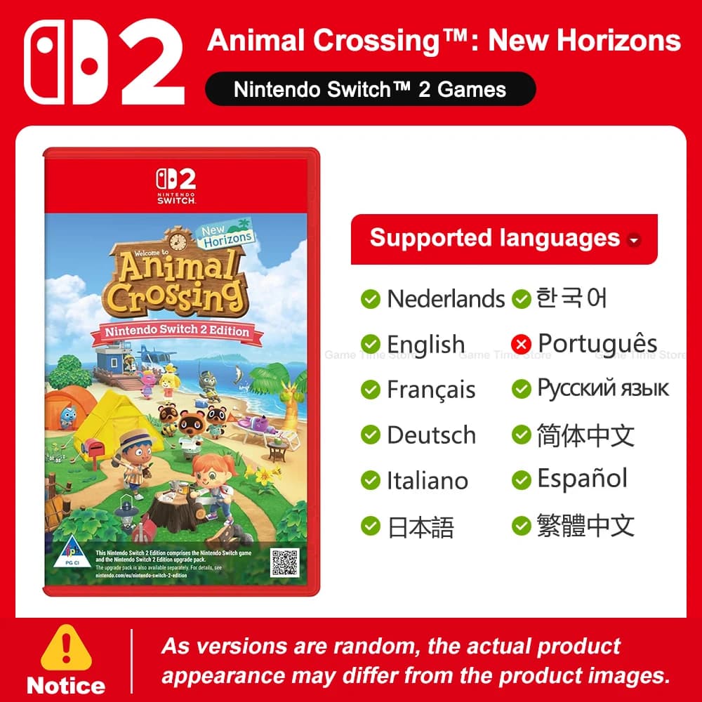 Animal Crossing New Horizons Nintendo Switch 2 Edition NS2 Jeux Offres Cartes de jeu physiques Prise