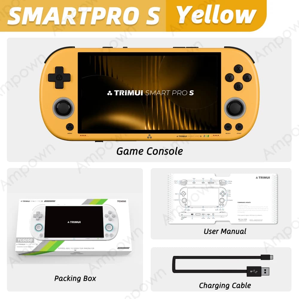 TRIMUI – Console de jeu portable SMART PRO S, écran IPS 4.96 pouces, processeur Allwinner A523, Joys
