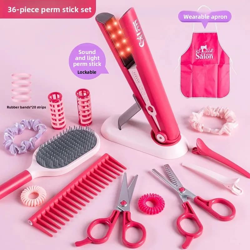 Coiffeur pour enfants, jeu de rôle, ensemble de jouets, Simulation, Kit de Salon de beauté, sèche-ch