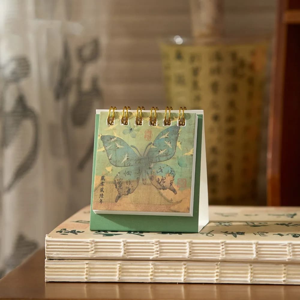 Mini calendrier de bureau 2026 avec affichage du mois et de la date, style chinois ancien, planifica