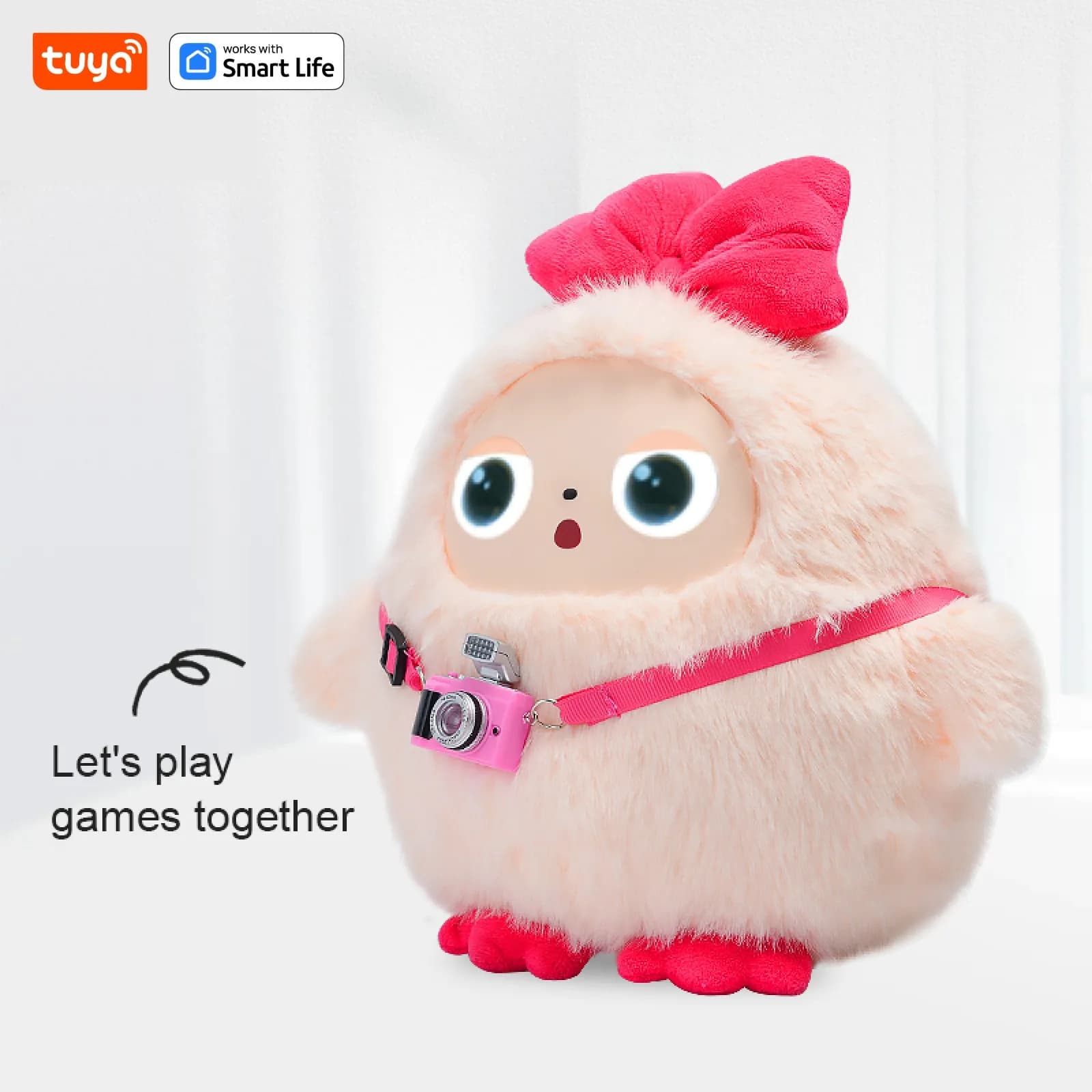 Jouet en peluche Kiki-AI mignon avec voix intelligente et yeux LED, compagnon interactif prêt et rec