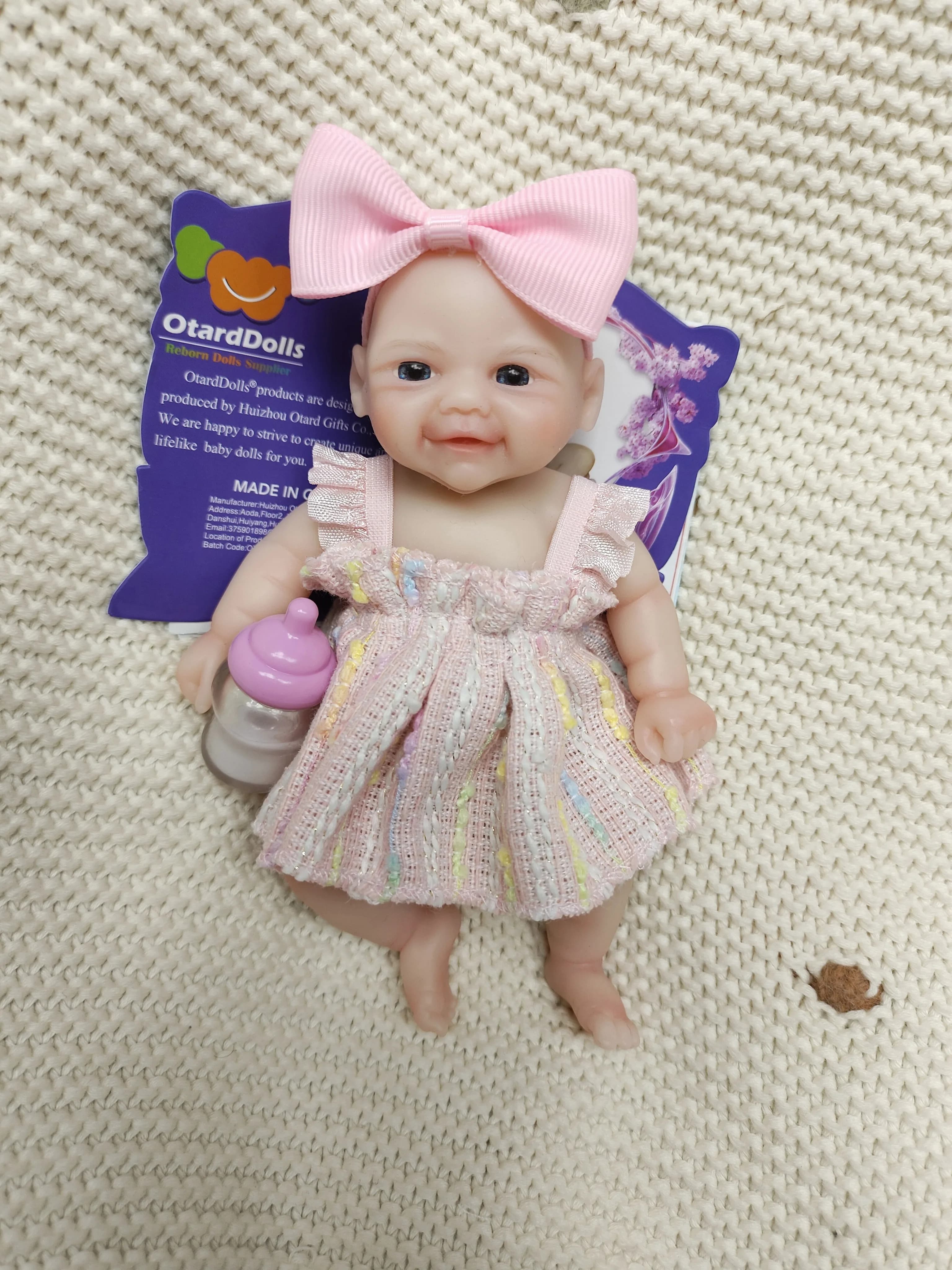 Poupée Reborn en silicone de 6 pouces, Vivienne, version yeux ouverts, jouet fait main au toucher do