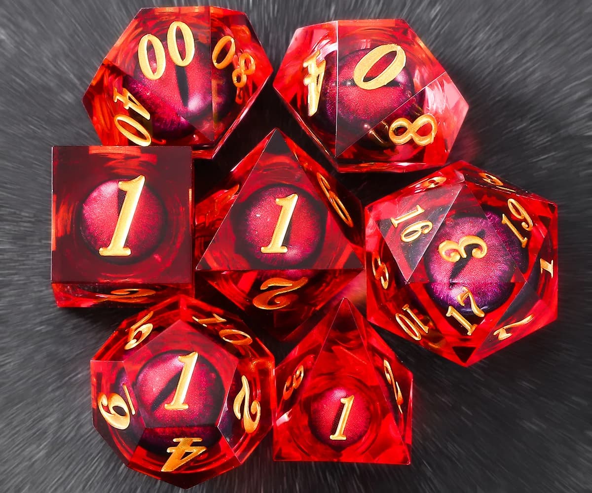 7 dés Dragon Eye, Dungeons And Dragons pour jeu de rôle, dés en résine