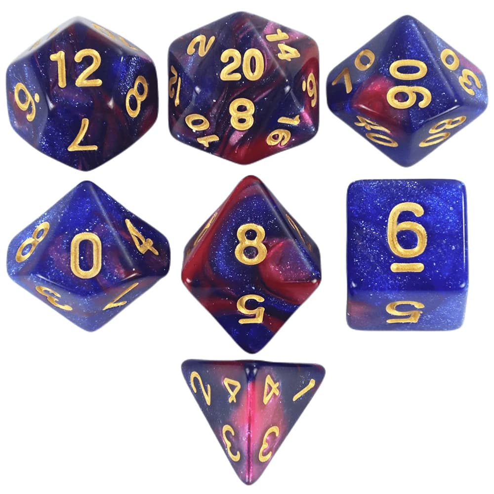 Nouveau jeu de société de dés de jeu de dés de Dragon et de donjon multi-faces double couleur (7 piè