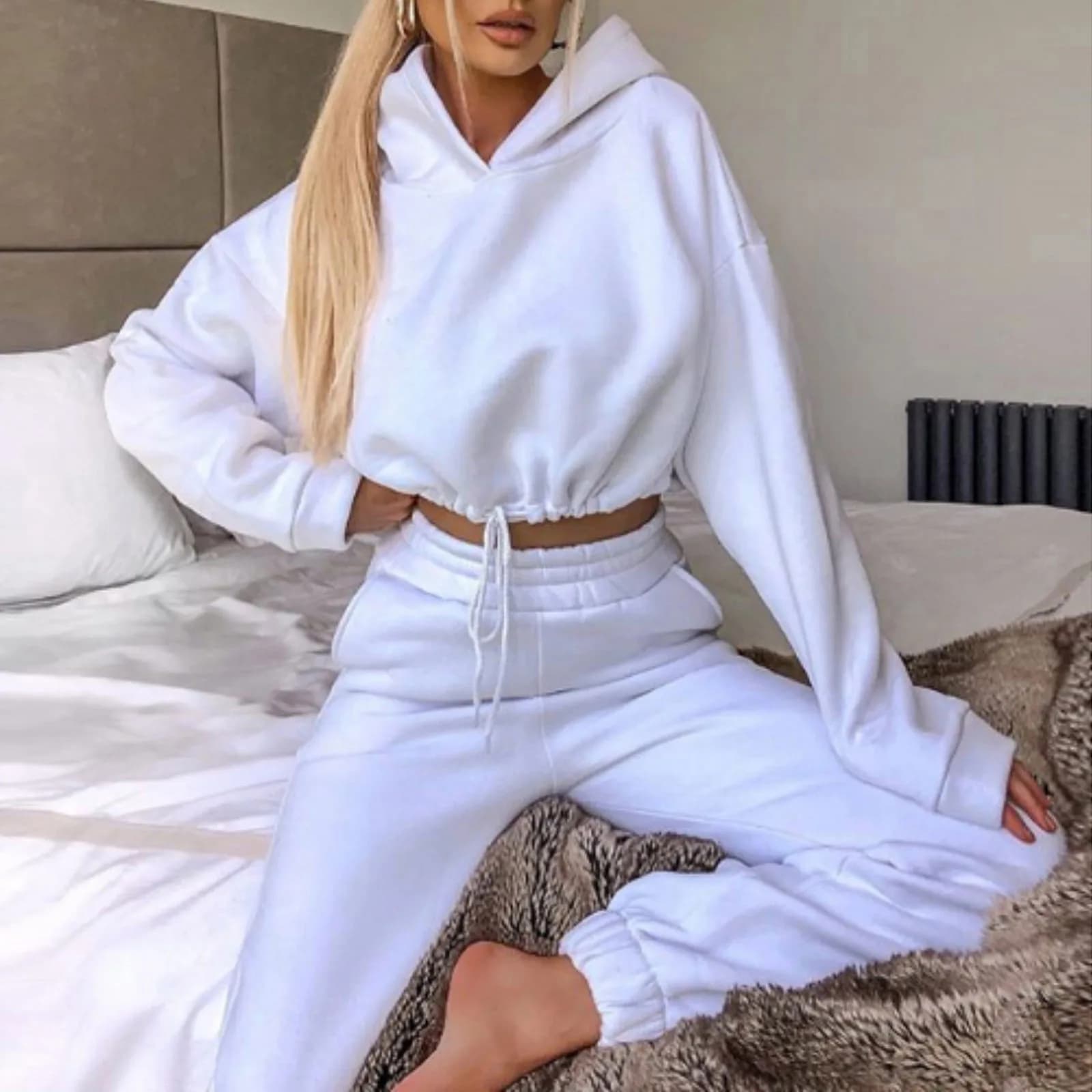 Survêtement d'hiver pour femmes, ensemble deux pièces, sweat à capuche surdimensionné, pantalon de s