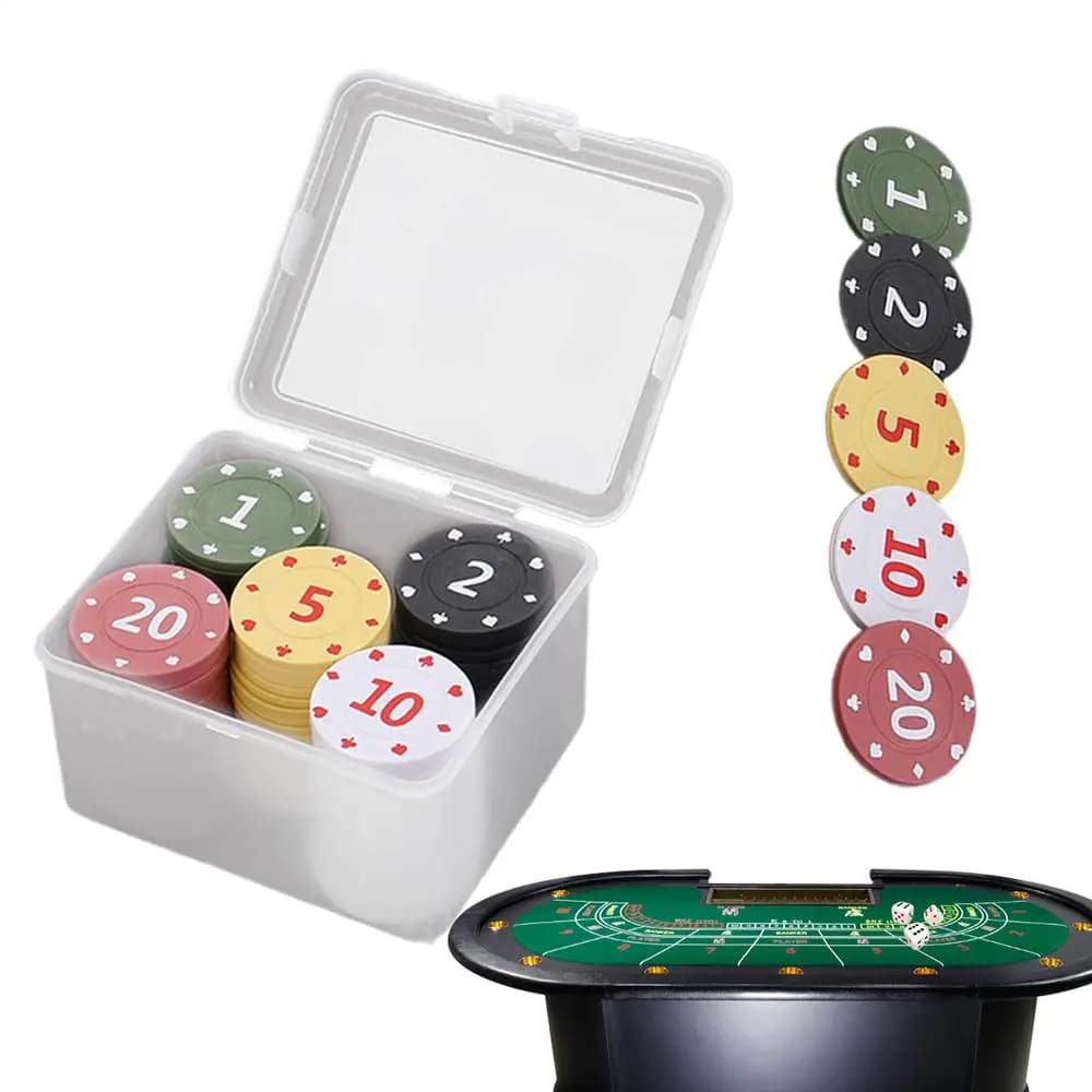 Jetons de Poker avec chiffres, 100 pièces, accessoire de jeu coloré avec boîte de rangement, jetons