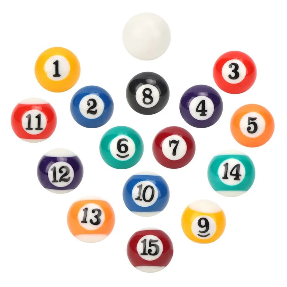 16 pièces billard 2.5CM Mini balle de billard jouet en plastique Mini balle de billard Mini balle de