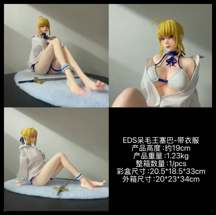 Figurine d'anime Saber Altria assise, modèle Ahoge King mignon, statue de belle fille 2D, jouet de c