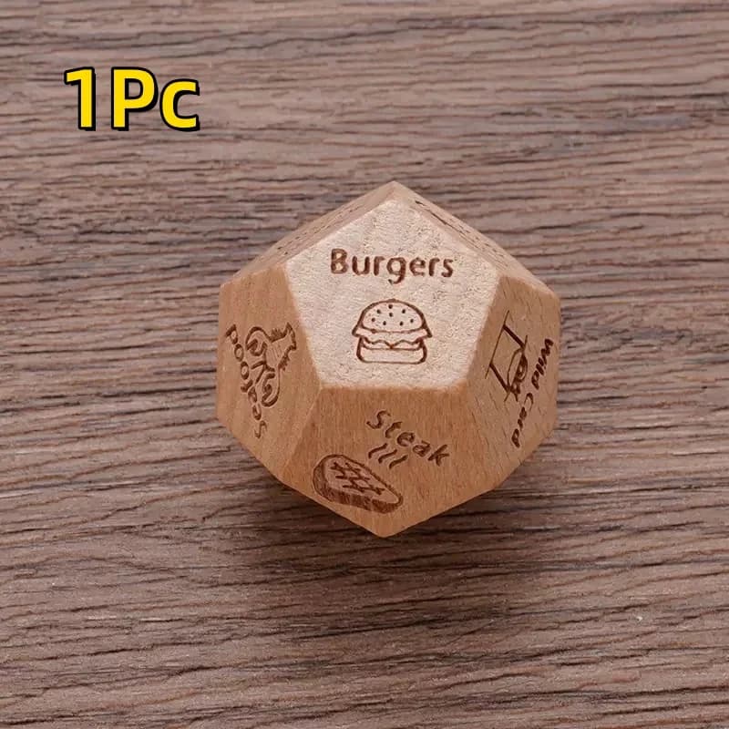 Dés en bois à 12 faces, 1 pièce, dîner romantique, Date, jeu de nuit, dés de fête sur le thème des a