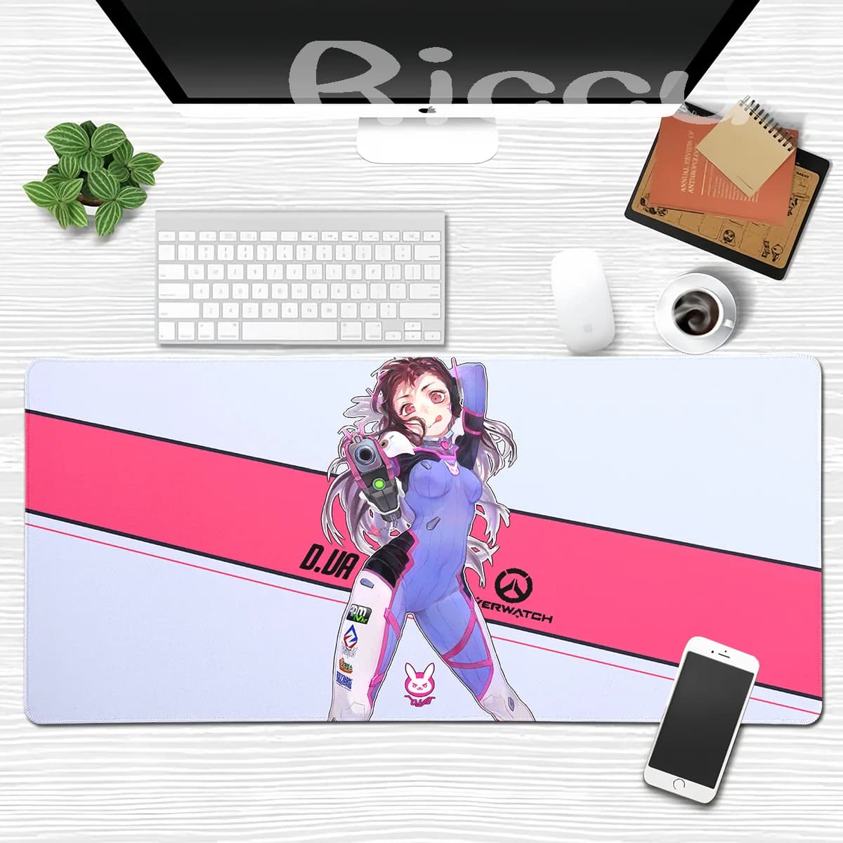 Tapis de souris antidérapant de jeu XXL, o-overwatch, Anime Girl Dva, accessoires de bureau, mignon,