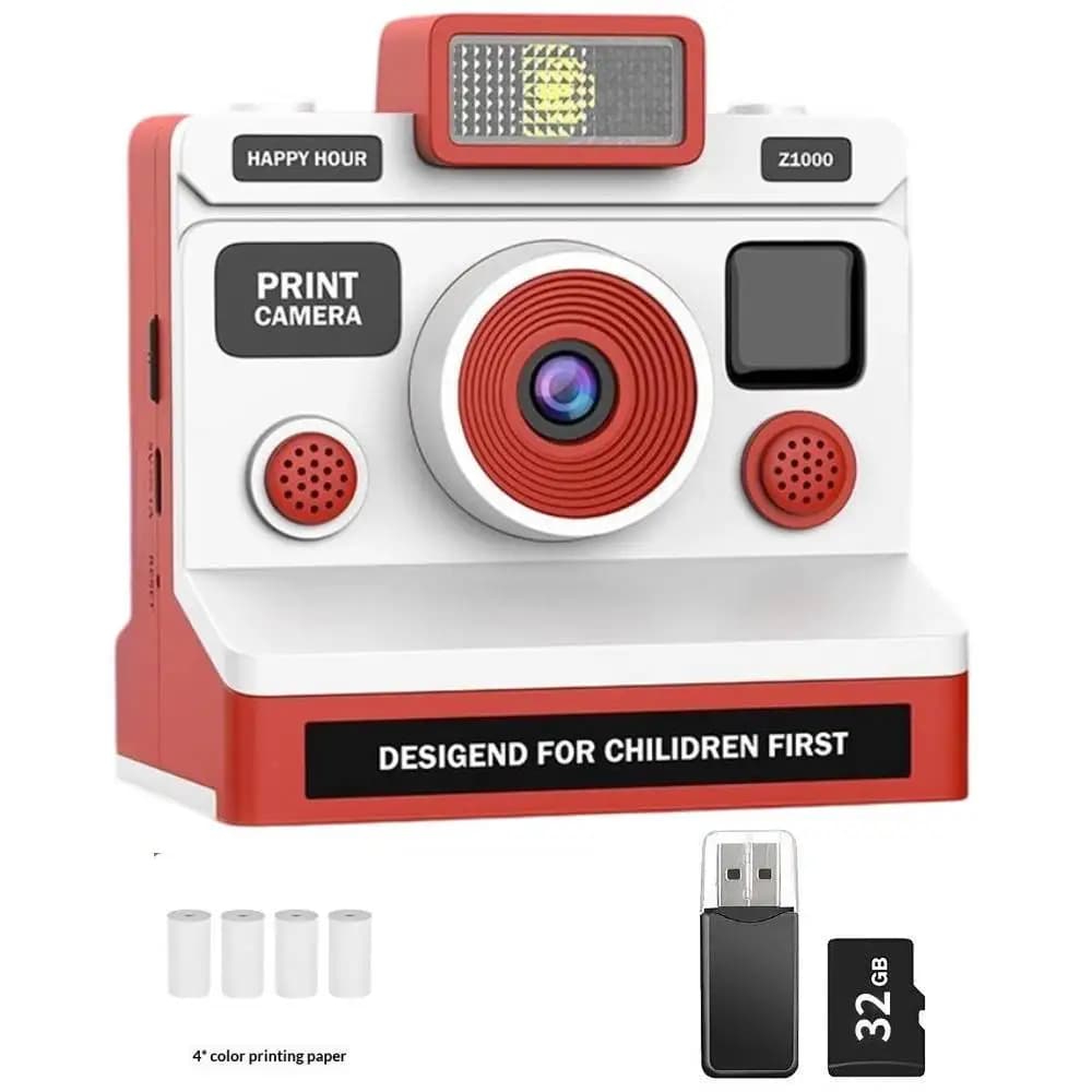 Appareil photo instantané pour enfants, appareil photo numérique à double objectif HD 1080P pour fil