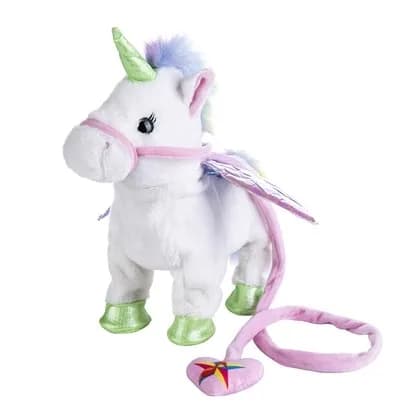 Licorne leader corde ange cheval poupée marche chant électrique en peluche jouet cadeau pour enfants