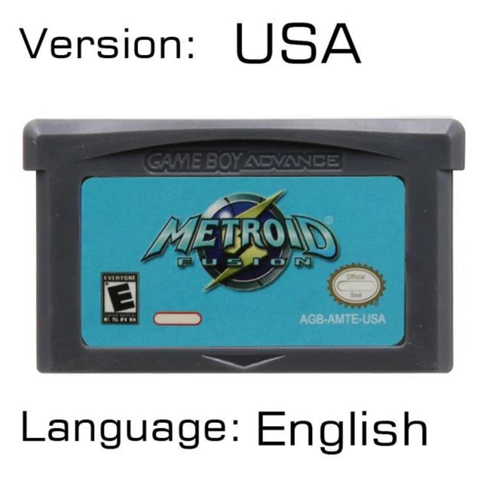 Cartouche de jeu vidéo 32 bits de la série Metroid pour GBA, Fusion Zero Mission pour GBA NDS, versi
