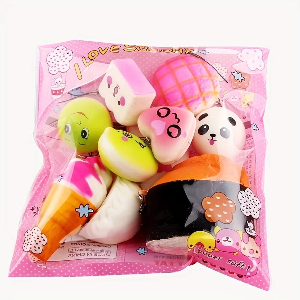 Nouveau 10 pièces Squishies jouet moyen Mini pain doux jouets clé banane gâteau Toast Squishy jouet 