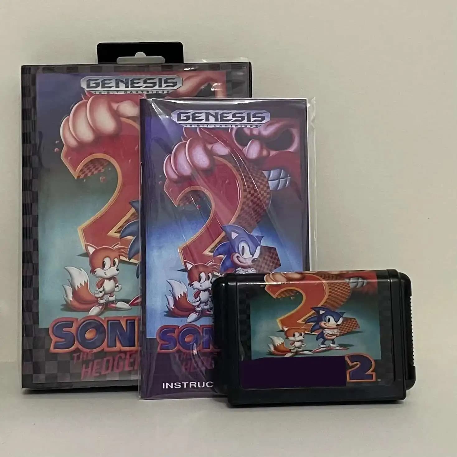 Sonic 2 avec boîte et manuel pour cartouche de jeu Sega MD 16 bits système Megadrive Genesis