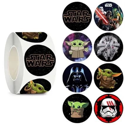 500 feuilles/rouleau de nouveaux autocollants sur le thème de Star Wars, avec de jolis motifs de des