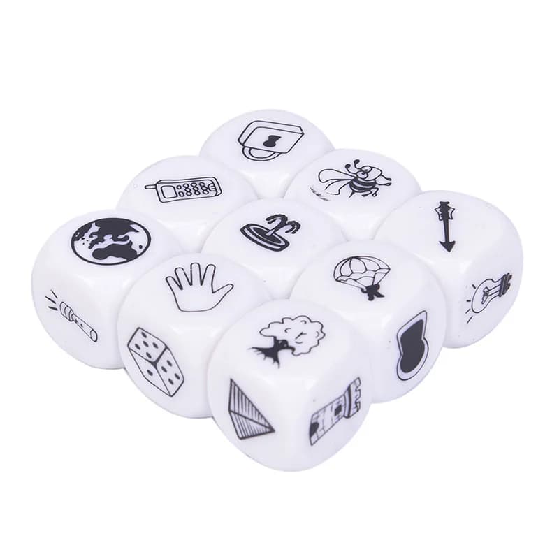 Boîte de dés pour raconter des histoires, jeu de société, puzzle, famille, fête, amis, parents, 9 pi