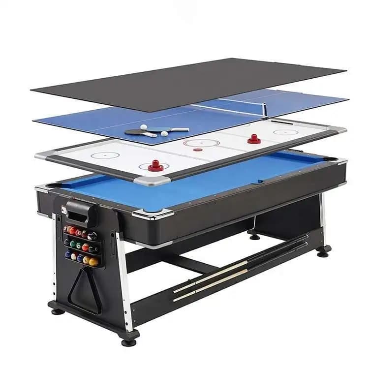 Table de billard multi-jeux 4-en-1 populaire 2025 : billard, hockey sur air, tennis de table et plat
