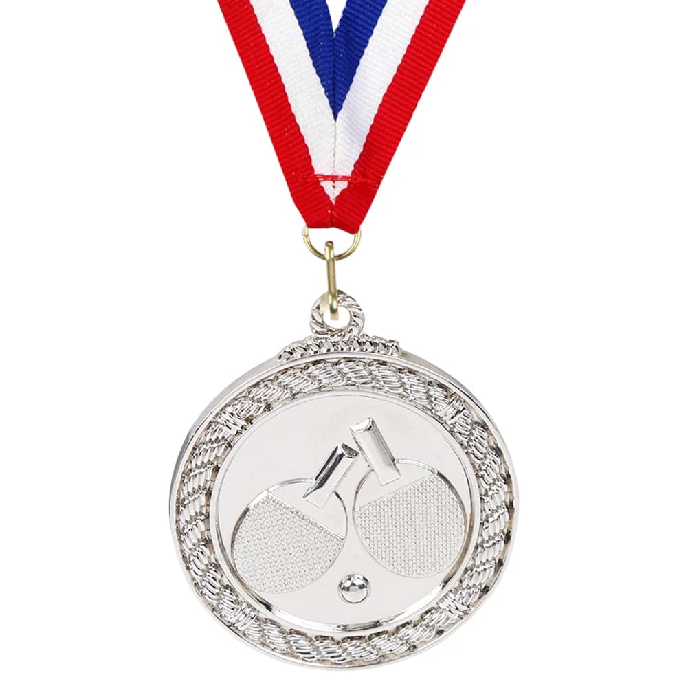 Médaille de tennis de table en noix de coco avec ruban de cou, prix de ping-pong, 5cm, sport, métal,