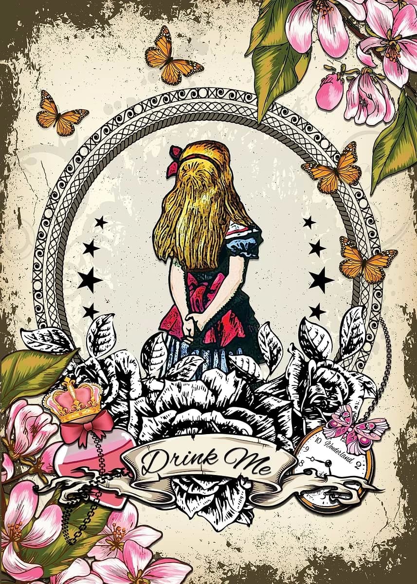Affiche de princesse de dessin animé rétro Alice au pays des merveilles, peintures sur toile de Styl